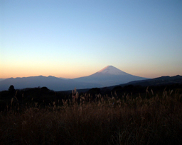 表やぐらから見た夕暮れの富士山